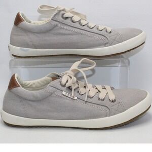 Taos Star Burst Grey Canvas Low Top Lace Up Sneakers Womens 8 STB-13834